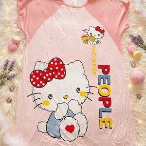 Hello Kitty Pink and Red Graphic Sleep Tee